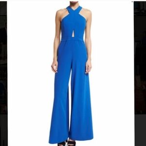 Alice + Olivia Blue Halter Jumpsuit